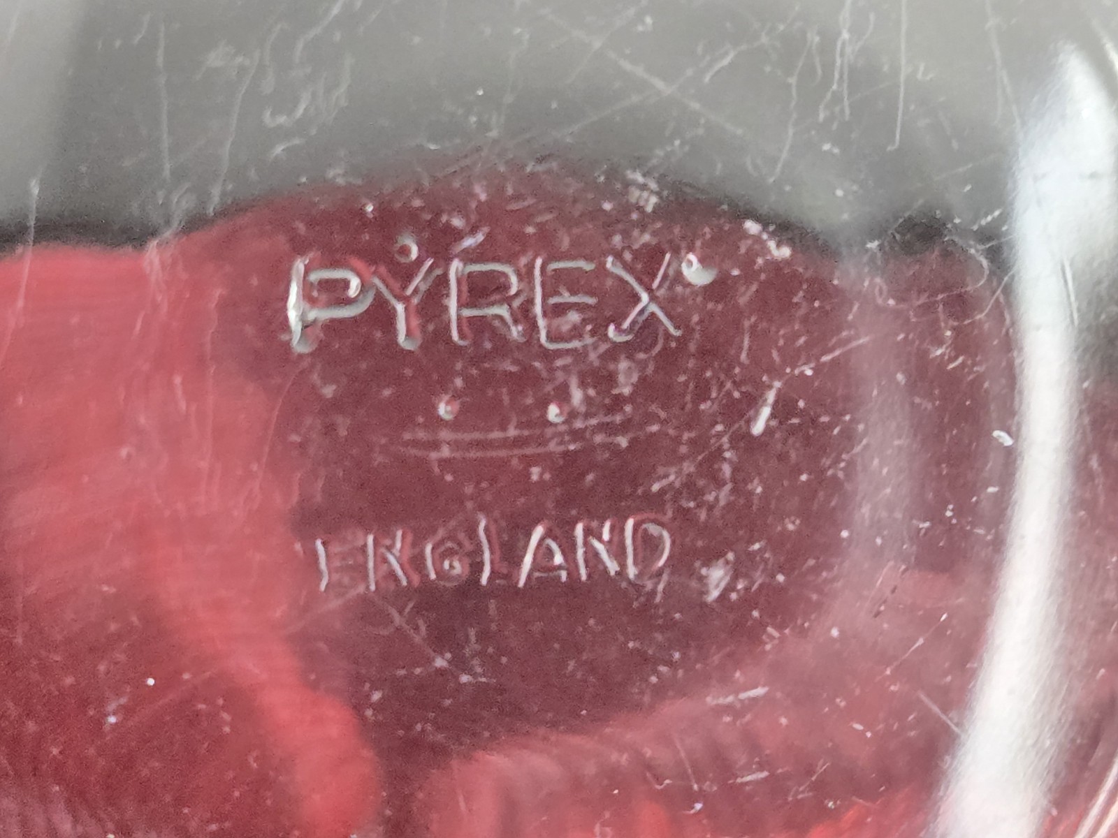 VINTAGE PYREX ENGLAND CLEAR GLASS TEARDROP MEASURING BOWL LITERS/PINTS