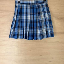 Blue plaid pleated mini skirt Size M preppy school girl