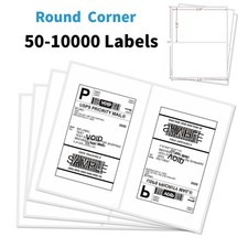 50-10000 8.5"x5.5" Round Corner Shipping Labels Half Sheet Self Adhesive Labels