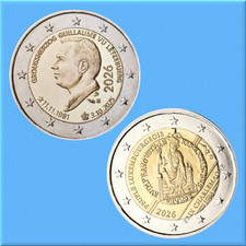2 Euro Gedenkm&uuml;nzen Luxemburg 2026 - Guillaume + Karlspreis - Vorverkauf !