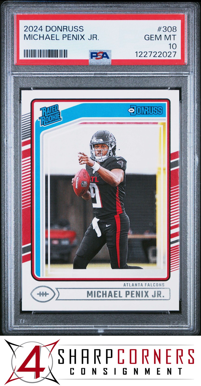 2024 PANINI DONRUSS #308 MICHAEL PENIX JR. RC RATED ROOKIE PSA 10