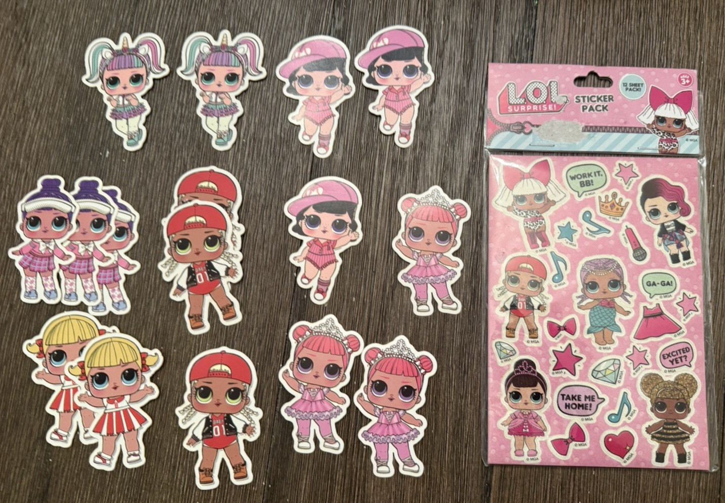 LOL Surprise Sticker sheet And 16 Cut Outs