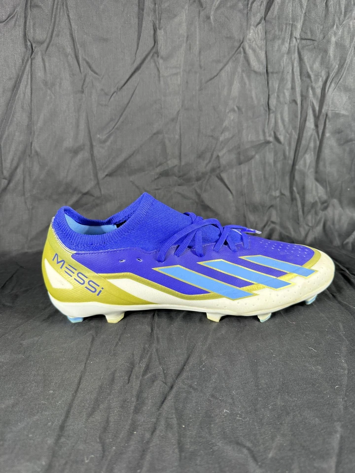 Мужские футбольные бутсы Adidas Messi размер 12 синее золото FG 2023 футбольные ботинки - Изображение 2 из 4