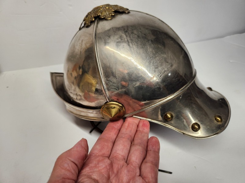 Old Fraternal Regalia Ceremonial Nickle Plated Helmet Pat'd 1885
