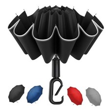 Auto Open Close Umbrella - Ultra Light Compact Travel Backpack Size for Black