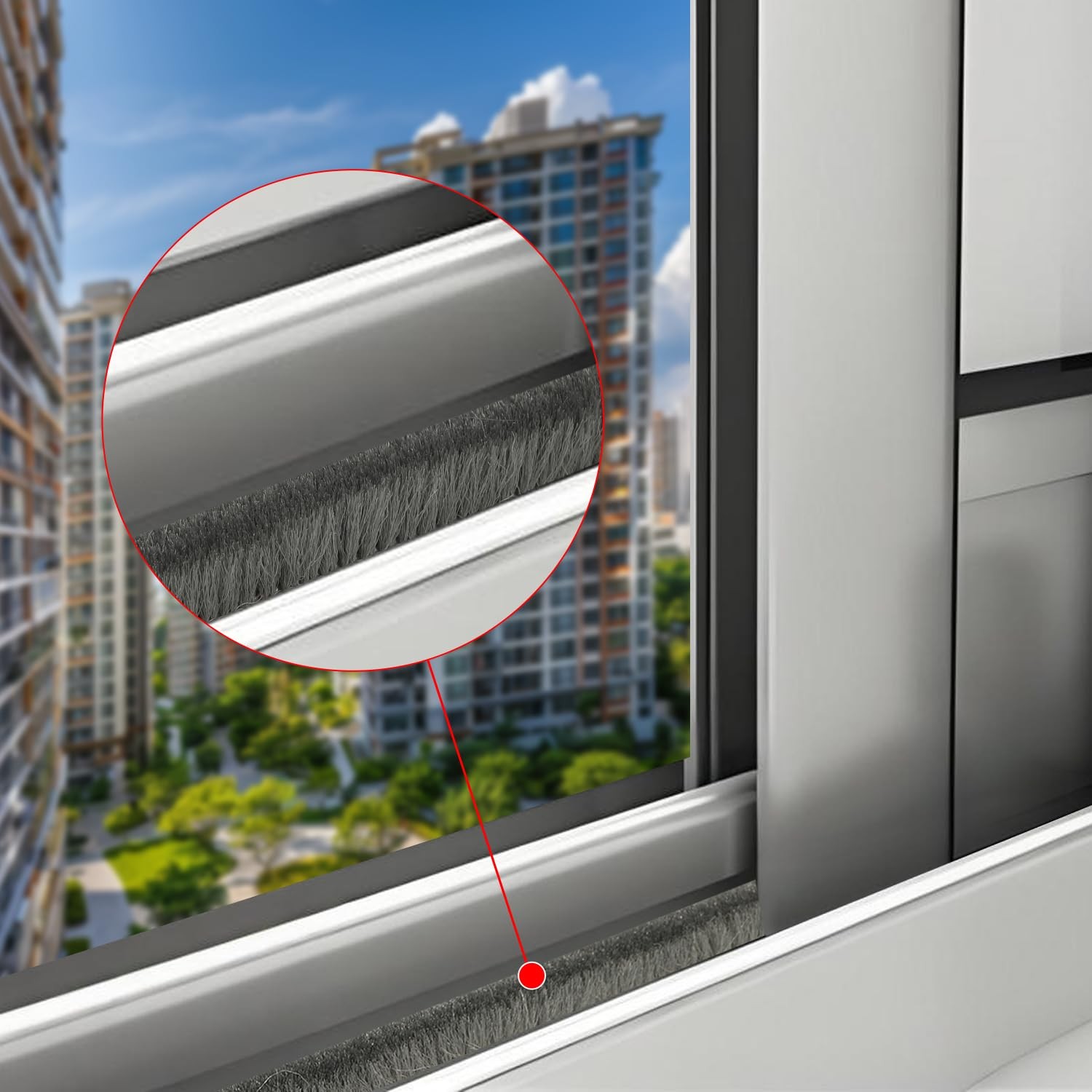 50Ft Self-Adhesive Brush Weather Stripping Door Seal 0.35" Wide x 0.2" Thick ...