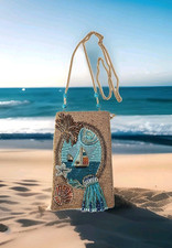 NWOT - Mary Frances Beaded Sailboat Nautical Ocean Beach Phone Crossbody Handbag