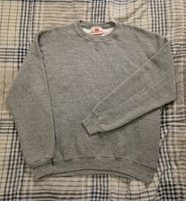 Vintage 70s Russell Athletic Crewneck Sweatshirt Gray BLANK Adult Size Large EUC