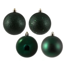 Vickerman 3" 4-Finish Ball Ornament Assortment in Midnight Green (Set of 16)