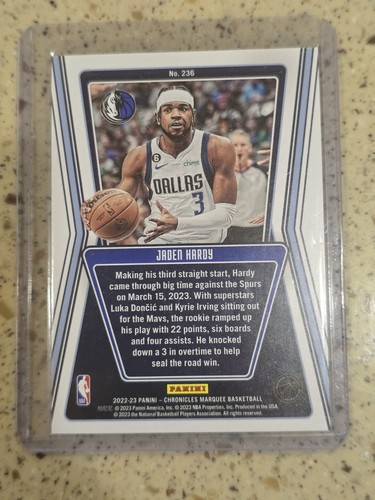 Jaden Hardy #236 2022-23 Panini Chronicles Marquee PINK Rookie Mavericks - Picture 2 of 2