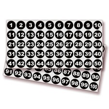 iSYFIX Black Consecutive Number Stickers, 1 to 100, 1 Inch, 1 Set Vinyl Sel...