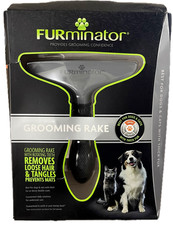 FURminator Daily Grooming Rake w/Rotating Teeth Dogs Cats w/Thick Fur, NEW