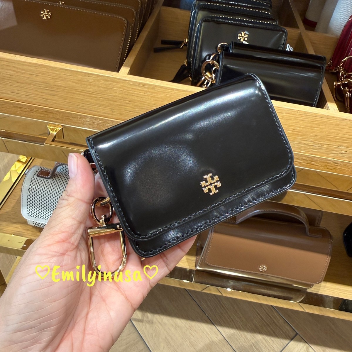 Tory Burch Emerson Smooth Flap Card Case 176972 Black $180 | eBay