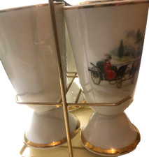 4 mazagrans porcelaine d’art P. Dussault – décor Barry, haute qualité vintage