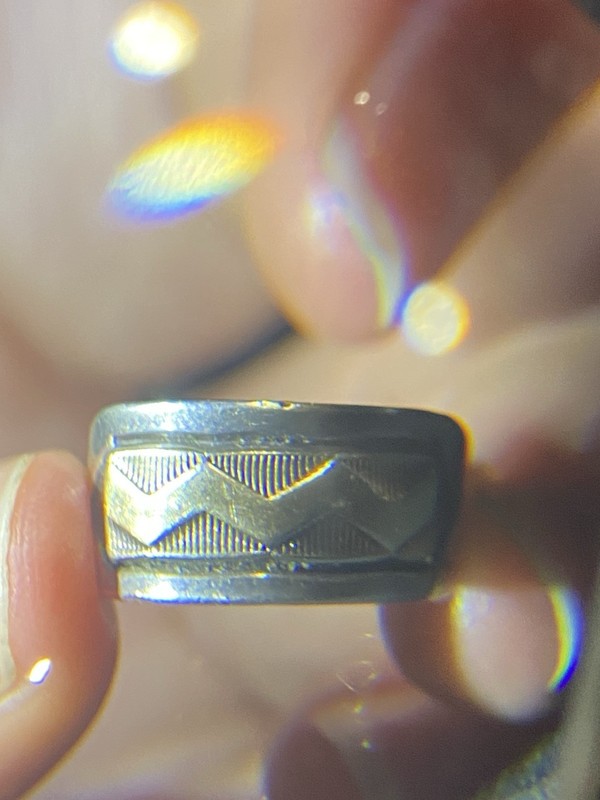 Astonishing Native American Navajo Sterling Silver And 14K Gold Ringsigned M. Ro
