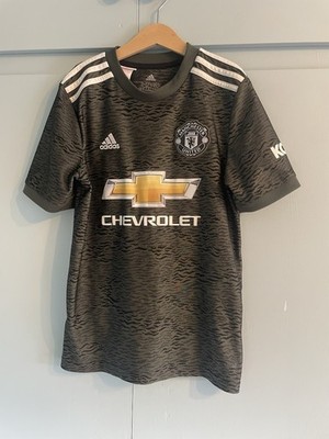 Manchester United 2020/21 Away Shirt B.Fernandes On Back Kids Size 11-12 Adidas