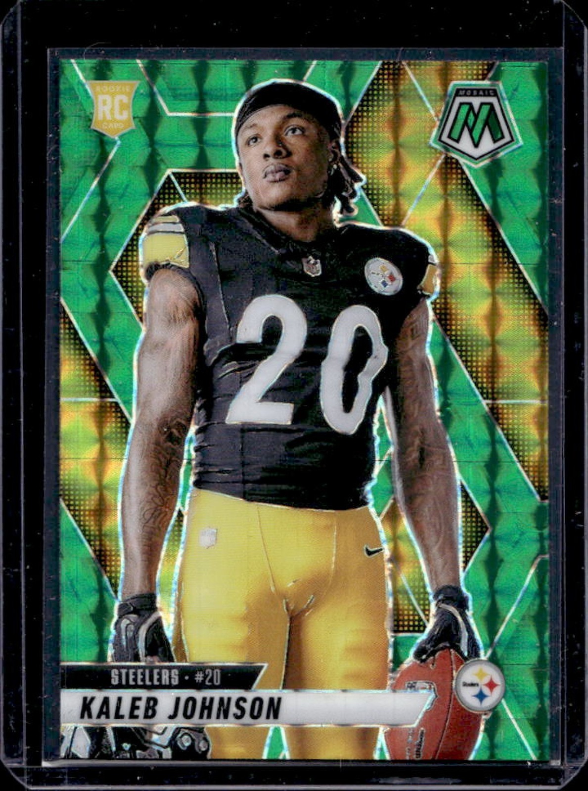 2025 Mosaic Kaleb Johnson Rookie Variation RC Green Prizm #289 Steelers
