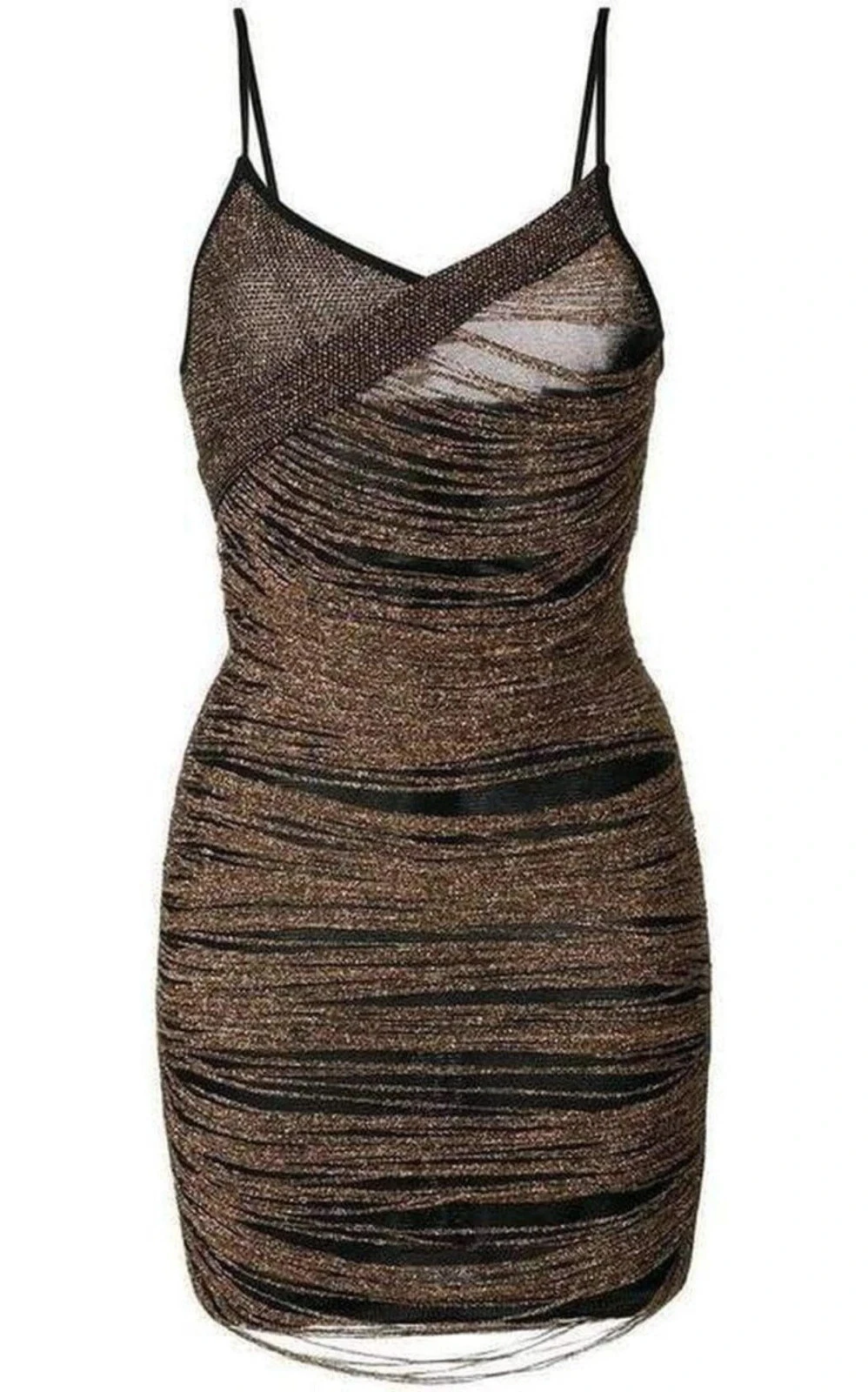 Balmain — Balmain Runway Mini Dress Black Gold Fringe Shiny Glitter Size 44 XL NWOT