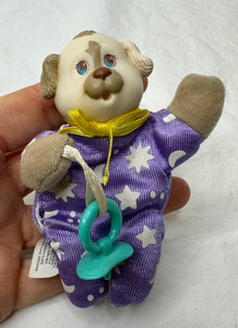 Vtg Hasbro Puppy Sleeping Surprise Tiny Pacifier Its A Boy Plush Purple Stars