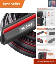 26 Feet Rubber Edge Trim Weather Stripping, Self-Adhesive Rubber U Channel Ed...
