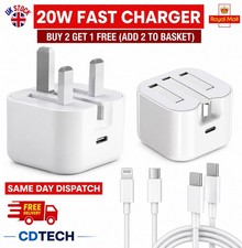 For iPhone 17 16 15 14 13 12 Pro Max X 20W Fast USB-C PD Plug Charger and Cable