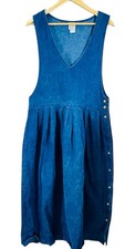 Vtg Jumper Dress women M Blue Denim Pams Closet 90s Teacher Mom Cottage Maxi Y2K