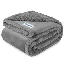 Waterproof Pet Blanket for Large Dogs  Cats, 60x80, Soft Light Grey, Durable 