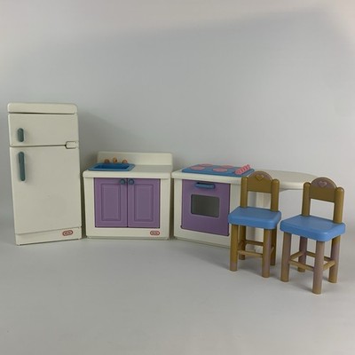 Little Tikes Refrigerator Sink Stove Stools My Size Barbie Dollhouse Set Vintage