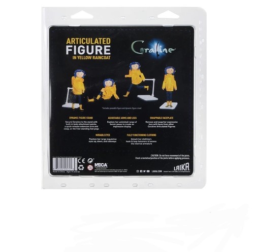 NECA Coraline in Yellow Raincoat 7 inch Articulated Action Figure Gift Brand New - Picture 2 of 4