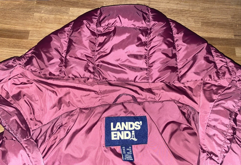 Land's End Daunenjacke mit Kapuze, Plus-Größe 1XL, 48/50 - bordeaux - wie NEU - Bild 4 von 4