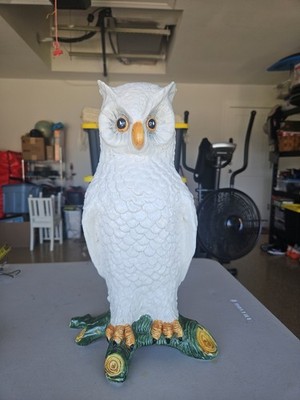 Snowy/ White Owl Figurine,Statue onBranch 16x9'', Great Shape Made In Italy 70