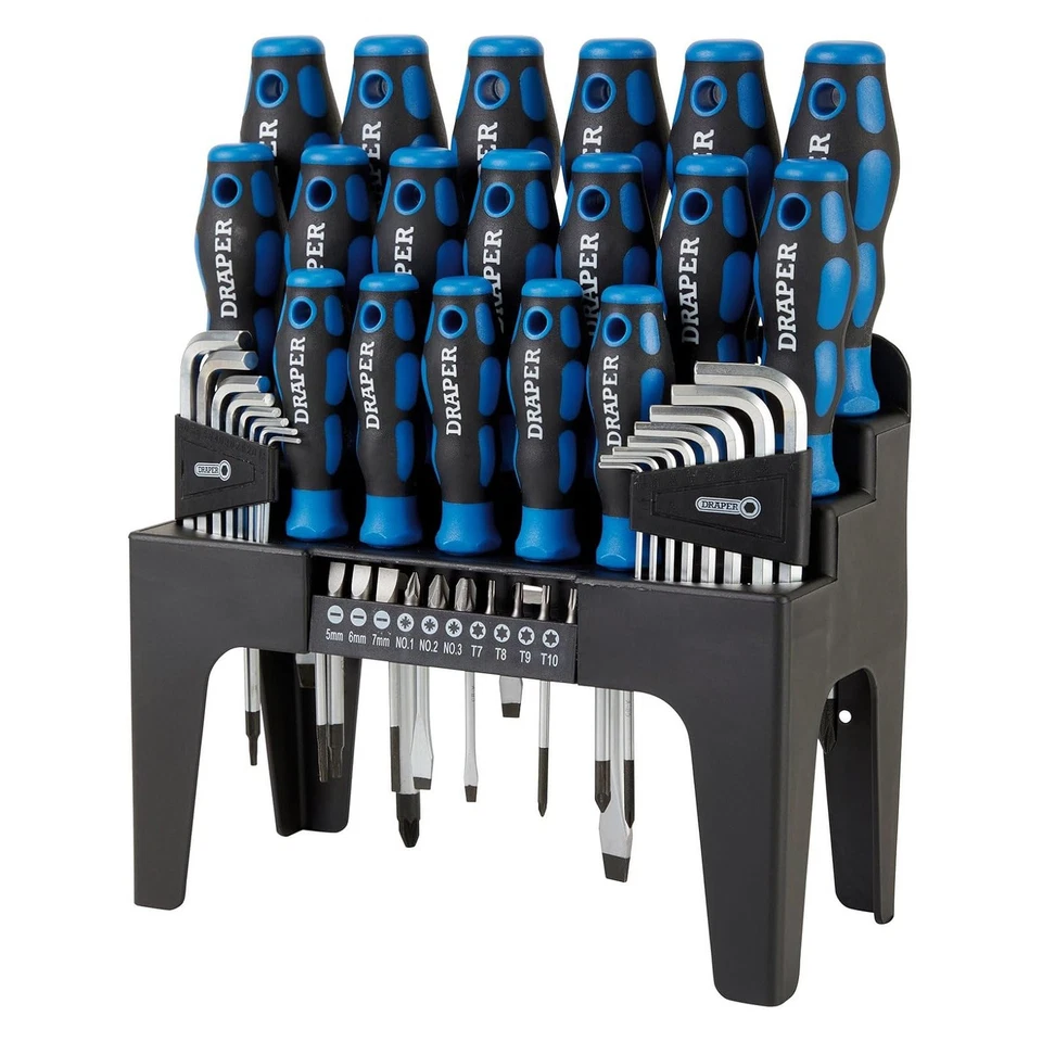 Draper Screwdriver Hex Allen Keys Bits Set + Storage Stand Plain Cross Pozi 44pc - Image 2 of 4