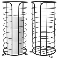 Freestanding Toilet Paper Holder Black Matt Metal 3-4 Rolls 37x18cm Bathroom