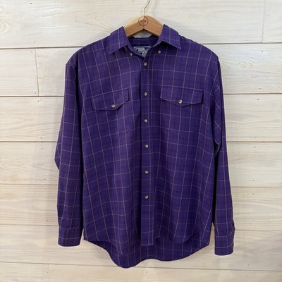 Vintage Cool Lock by Wrangler Men's Shirt Large Purple Plaid Outdoor Performance