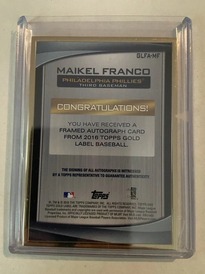 Maikel Franco 2016 Topps Gold Label Gold Frame Auto Autograph Philly Phillies - Image 2 of 2