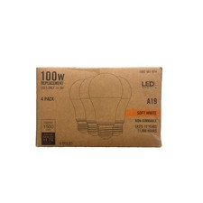 4-Pk A19 Non-Dimmable LED Light Bulb Soft White 2700K 100-Watt Equivalent NEW