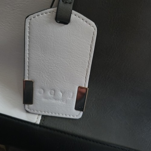 Retired LYDC London Grey White Black Colour Block Handbag Small Weekend Shopper - Picture 3 of 24