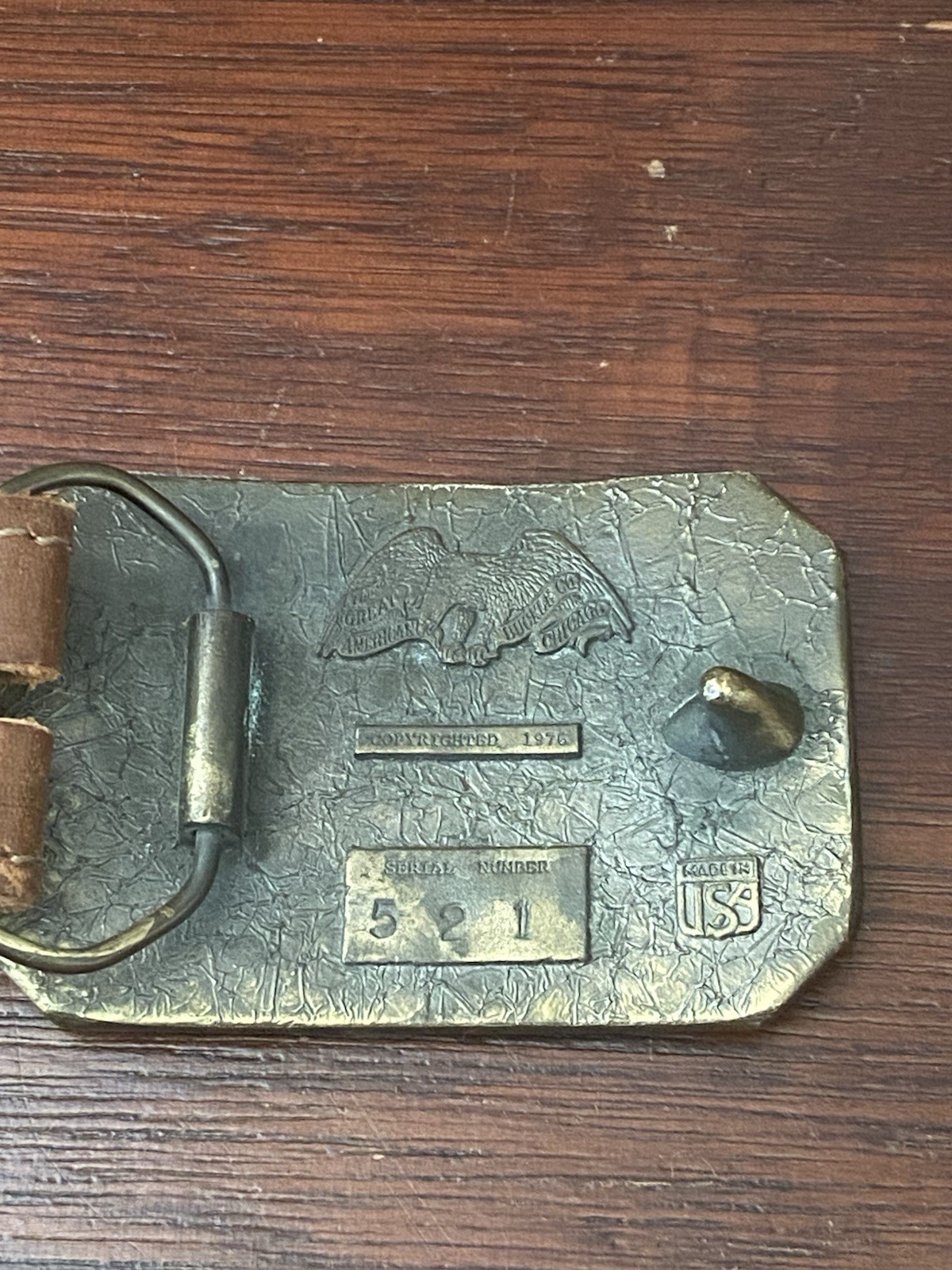 The Great American Belt Co. Chicago Serial # 521 Belt Buckle Geese/Duck & Belt