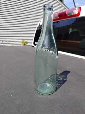 Vintage Lang s Brewery Buffalo N.Y. Aqua Beer Bottle Cursive Embossed, VGUC 