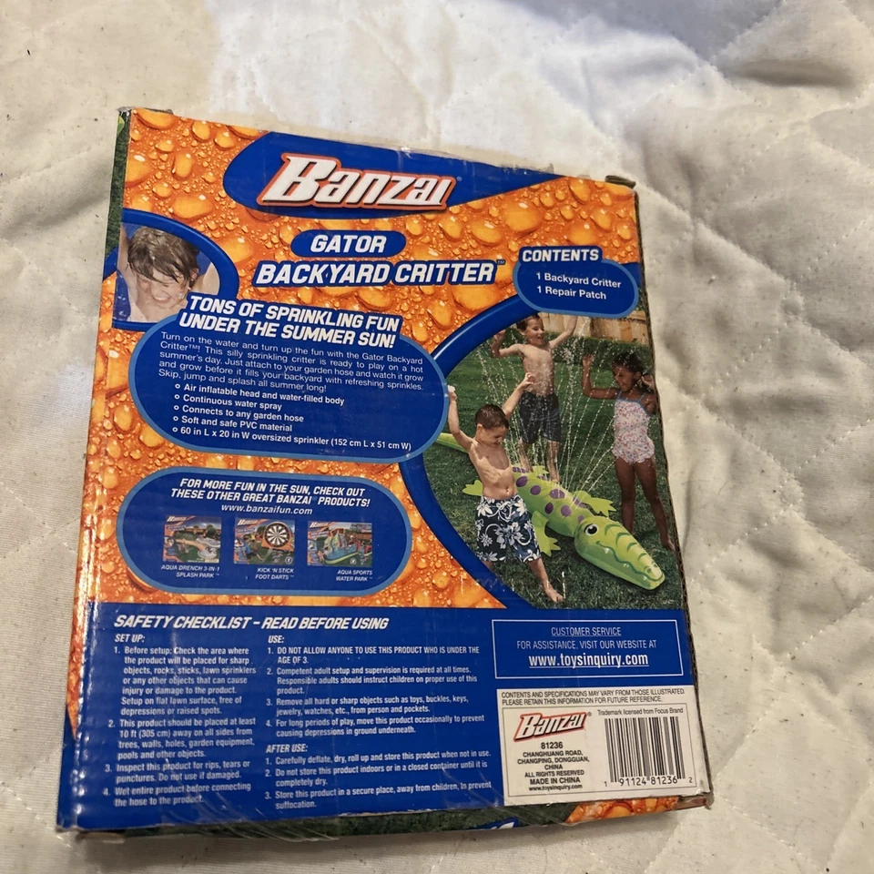 Banzai Gator Backyard Critter 5 ft Of Sprinkling Fun Water And Air Filled - Image 3 of 4