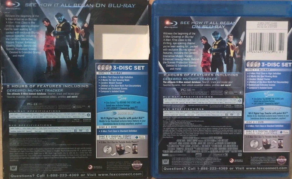 X-Men First Class (Blu-ray/DVD/Digital, 3-Disc Set) Complete Slipcover & Inserts - Image 2 of 4