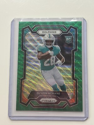 2023 Panini - Prizm Green Wave De'Vone Achane (RC) Miami Dolphins No. 365 