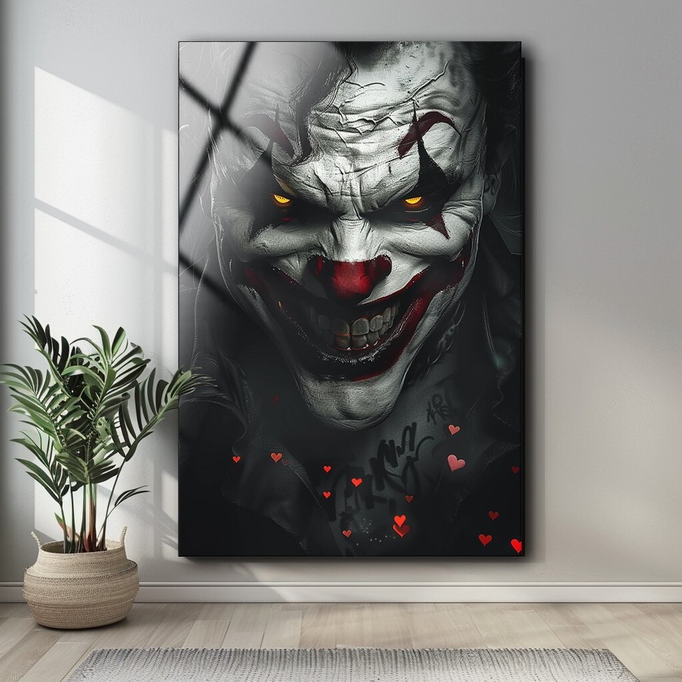 Glass Wall Art Joker, Glass Wall Art , Free Shipping, Wall Hanging (27.
