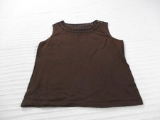Jones New York Womens Tank Shirt Large Round Neck Sleeveless Pullover Cotton