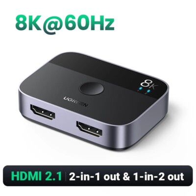 8K HDMI Splitter 4K 144Hz 2 In 1 Out for TV Xiaomi Xbox