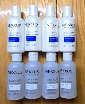 8 X NEXXUS CLEAN & PURE SHAMPOO & HUMECTRESS CONDITIONER TRAVEL SIZE 3oz