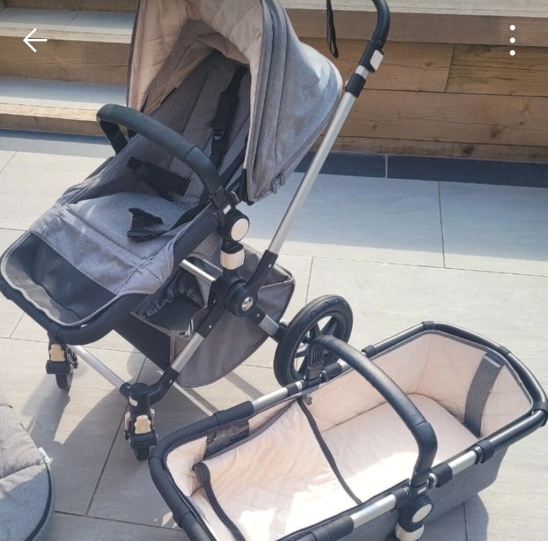 bugaboo cameleon Complete Grey Melange Bundle Seat And Foot Muff, Rain  Cover