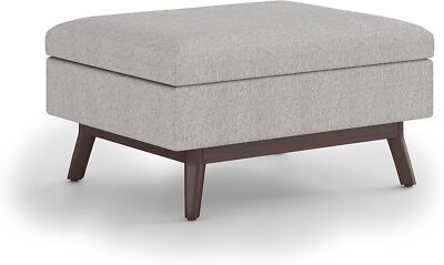 SIMPLIHOME Owen 34 Inch Wide Mid Century Modern Rectangle 34 inch, Cloud Grey 