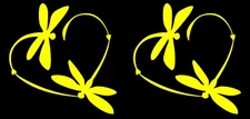 Dragonfly Heart Variety PK Yellow Vinyl Decals truck car window notebook laptop