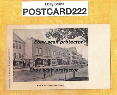 CT Danielson 1905 vintage postcard BUILDINGS ON MAIN ST CONN to RI